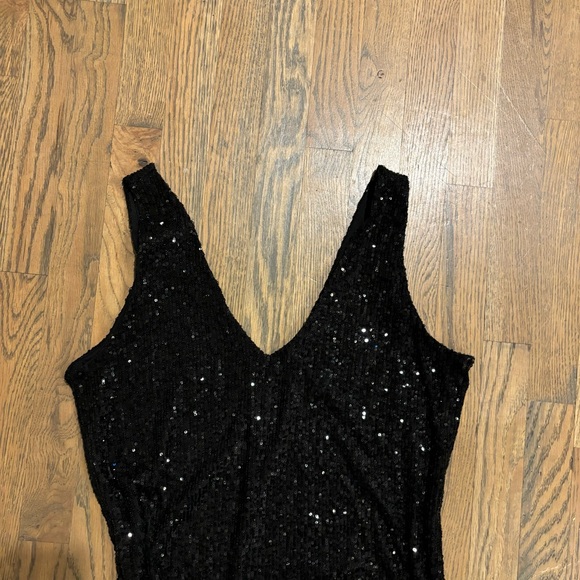 Black Sequin Size L H&M Mini Dress - Picture 2 of 9